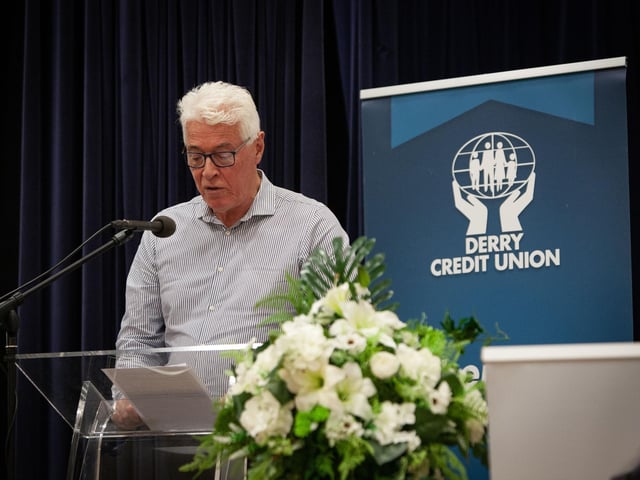 Laurence Arbuckle addressing the attendance at Monday night's AGM. : .