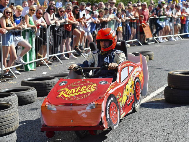 There were spills and thrills during the Carndonagh Festival Soapbox Derby held on the town centre on Saturday afternoon. Photo: George Sweeney