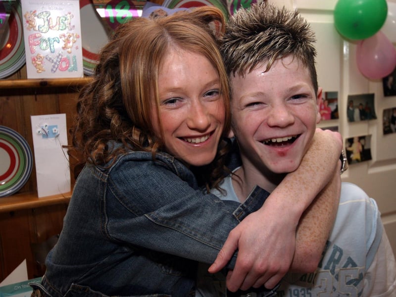Natalie and Caoimhinn smile for the camera on the occasion of their birthdays 0126/JML : .