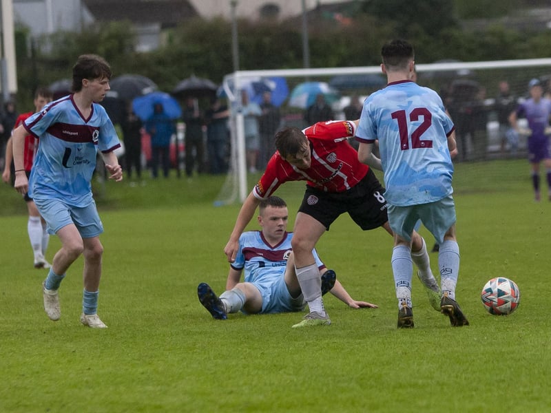 Action from Friday’s u-173 Foyle Cup  final between Derry City and Institute at Oakland Park, Derry (Photos: Jim McCafferty Photography)