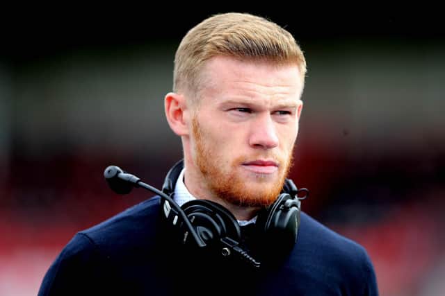 Former Derry City winger and current Ireland international James McClean working for Eir Sport during the 2018 EA Sports Cup Final, which saw Kenny Shiels' side defeat Cobh Ramblers.