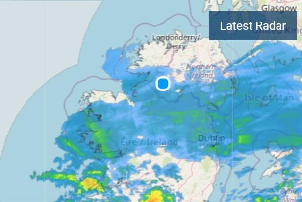 A radar map from Met Éireann at 11am.