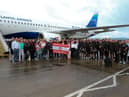 Derry City team and supporters departing from City of Derry Airport on Wednesday ahead of the Europa Conference League first round tie against HB Torshavn.