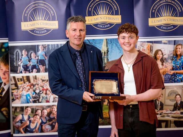 Ars Eloquentiae presented to Top A2 Modern Language Student, Charlie Mc Closkey. Also pictured Mr Donal Begley (Head of Spanish).