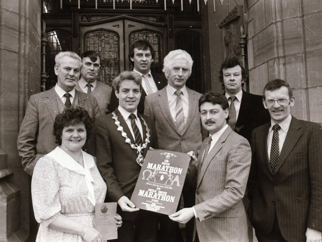 Press conference for Foyle Festival Marathon at Guildhall.
