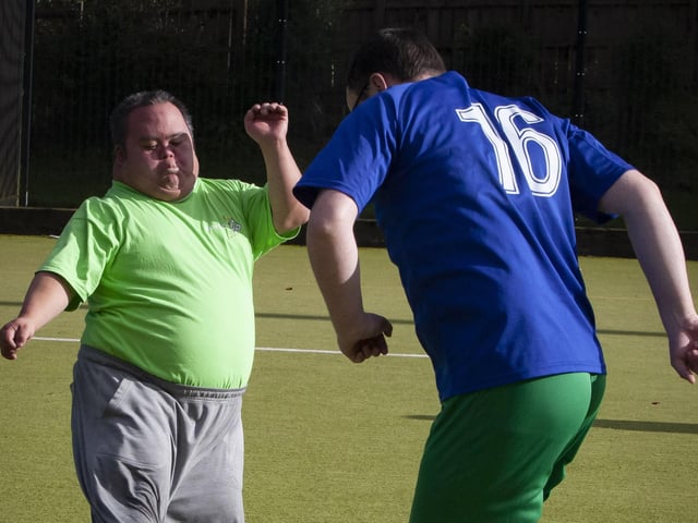 In game action from Down Right Sporty vs Limavady Rovers during last Friday's Peace Games competition.