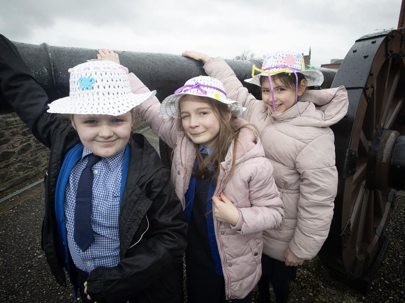 Autumn, Sierra and Clare from Nazareth House PS pictured showing off their Easter bonnets on Wednesday.