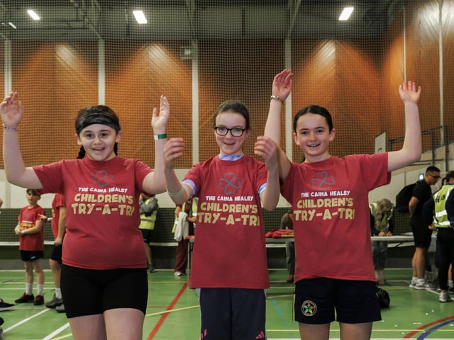 Participants in the Children's Try-A-Tri in memory of Caina Healey. Michelle Campbell/Micam Photography