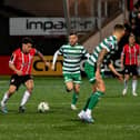 Derry City new signing Adam O’Reilly in action against Shamrock Rovers in the Presidents Cup final at Brandywell.