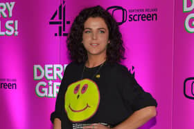 Jamie-Lee O'Donnell at the world premiere screening of Derry Girls season 3 in the Omniplex Cinema. Photo: George Sweeney.  DER2214GS – 022
