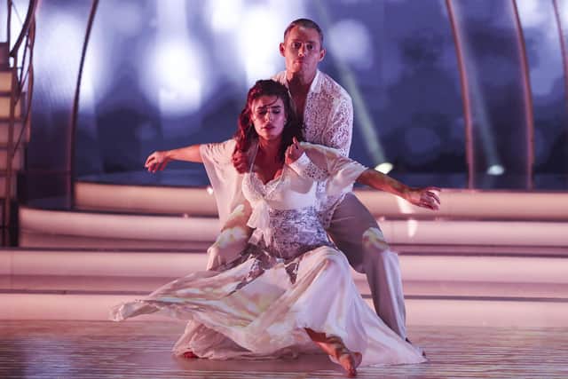 Paralympic Champion Jason Smyth with his partner Karen Byrne during Dancing with the Stars. Pic :Kyran O’Brien /kobpix