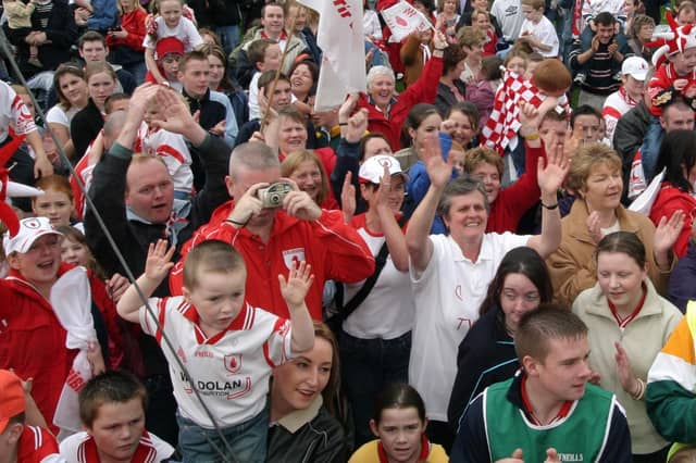 Celebrating Tyrone winning the All-Ireland Senior Football Championship against Armagh in September 2003