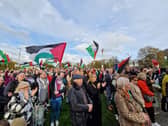 Crowds gathered at one of the several rallies held in Derry over recent months in solidarity with the people of Palestine.