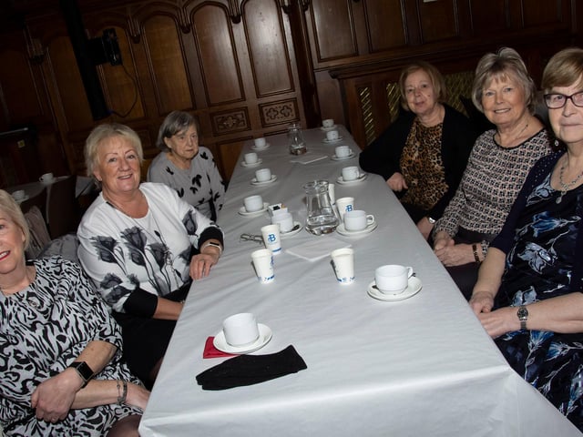 Pictured at Wednesday’s Mayor’s Tea Dance at the Guildhall are Valerie Neely, Margaret Miller, Isabel Mackintosh, Angela Polson, Ruby Finley and Myra Ballantine.:.