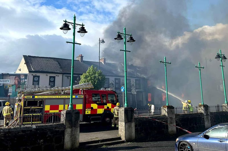 Firefighters battle a major blaze in Limavady Town Centre. Picture Chris Arthur/McAuley Multimedia