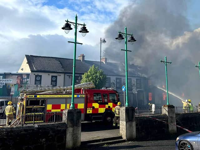 Firefighters battle a major blaze in Limavady Town Centre. Picture Chris Arthur/McAuley Multimedia