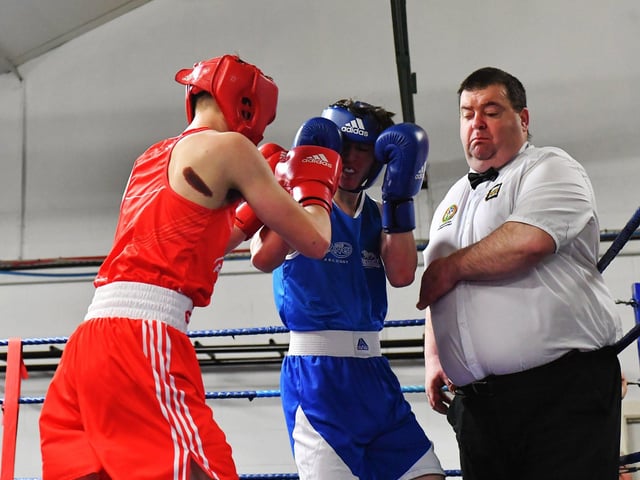 Kane O’Doherty, The Ring v Tyler Malley, Coleraine. Photograph: George Sweeney