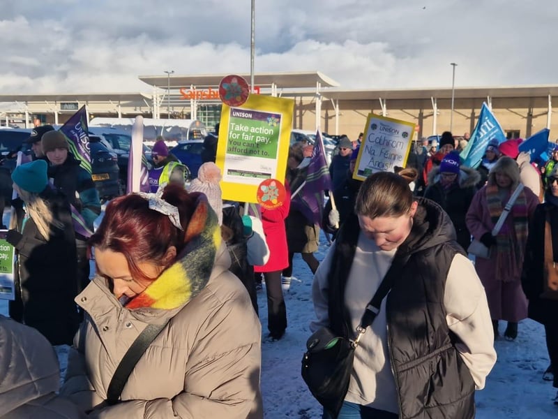 Striking public sector workers in Derry.
