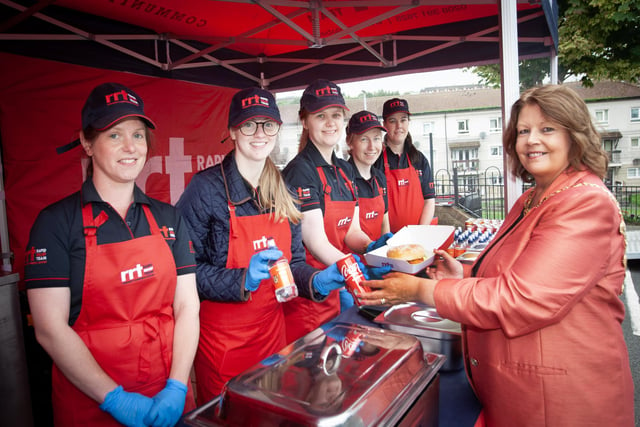 The Mayor Patricia Logue pictured with some of the RRT team during Friday's Feile 23 Annual Barbecue at the House in the Wells. 