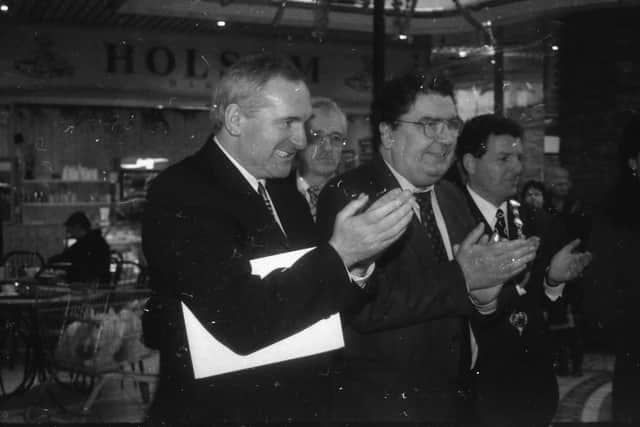 Bertie Ahern with John Hume in Derry in 1998