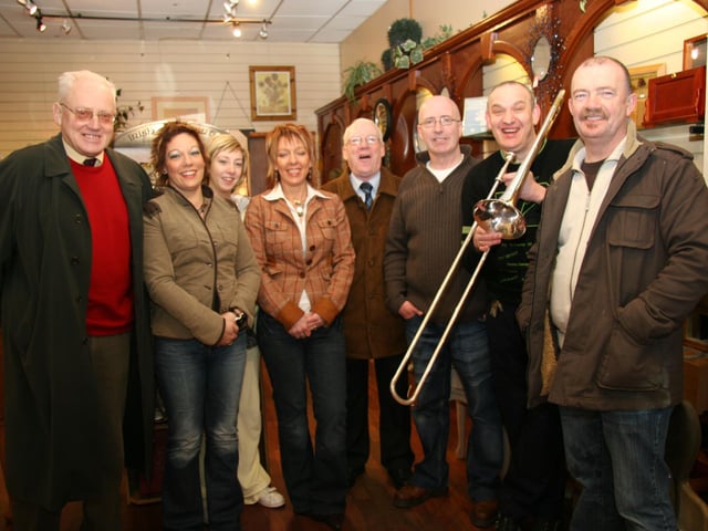 Charlie Mullan, Brenda Kearney, Catherine Kearney, Danny Cooley, birthday boy Donal Kearney, Billy Doherty, Hugh Kearney 0060JML : Parties and celebrations March 2006: Donal Kearney.