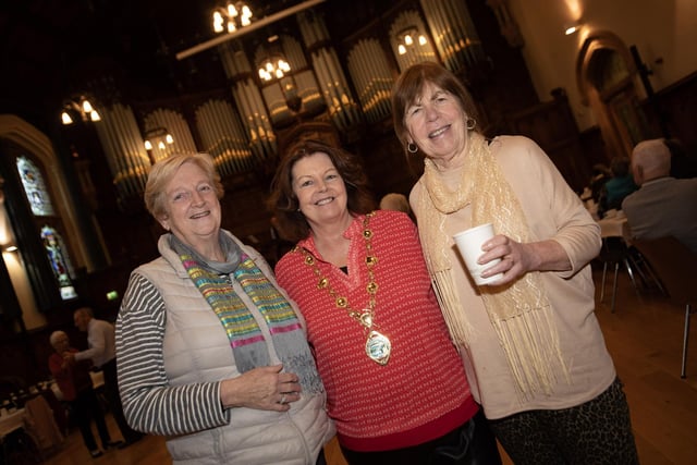 Ann-Marie McCay and Christine Niblock pictured with Mayor Patricia Logue on Wednesday.