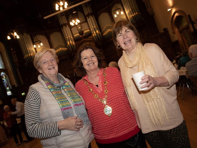 Ann-Marie McCay and Christine Niblock pictured with Mayor Patricia Logue on Wednesday.