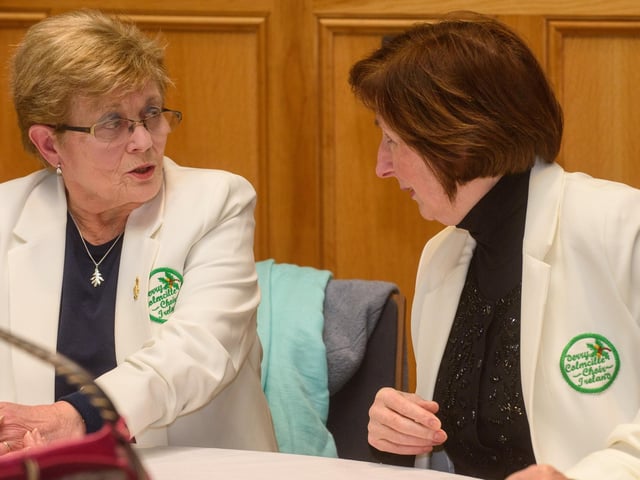 The Mayor Councillor Sandra Duffy welcomed the members of Colmcille Ladies Choir to a reception in the Guildhall as they mark their 50th Anniversary. Picture Martin McKeown. 20.01.23:.