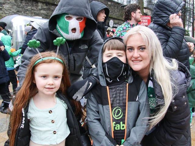 The Nolan family on St. Patrick’s Day in the Guildhall Square. (Photo - Deirdre Heaney, nwpresspics)