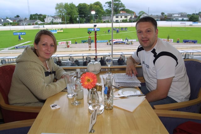 Enjoying an evening at the Lifford Greyhound track in August 2004.