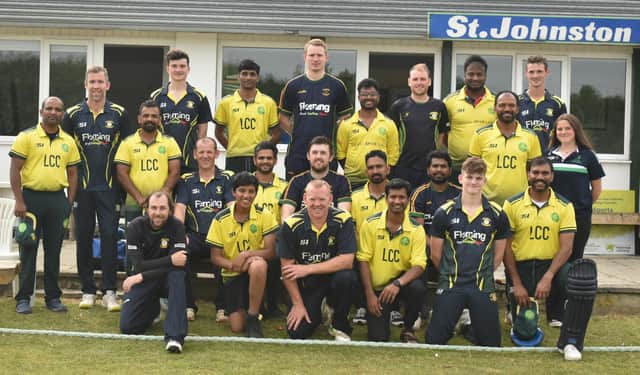 St Johnston and Letterkenny players pictured together after the first ever Donegal derby in senior cricket.