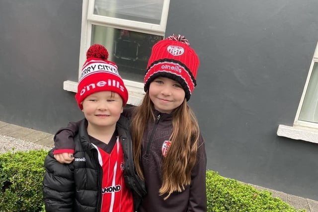 Evan and Sofia Collins are all smiles as they prepare to make their way to their first ever FAI Cup Final.