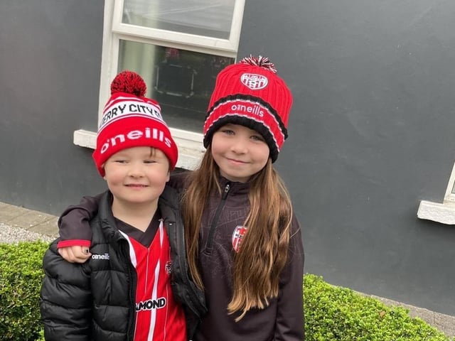 Evan and Sofia Collins are all smiles as they prepare to make their way to their first ever FAI Cup Final.
