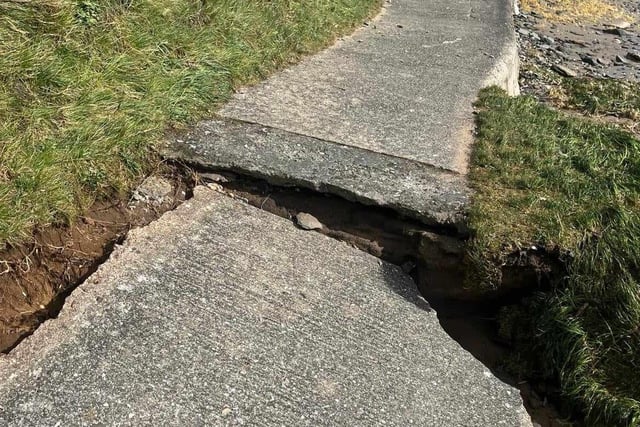 Damage to Moville Shore Walk, caused by Storm Kathleen.