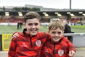 Young Derry City fans at the Brandywell for the game against Drogheda United. Photograph: George Sweeney