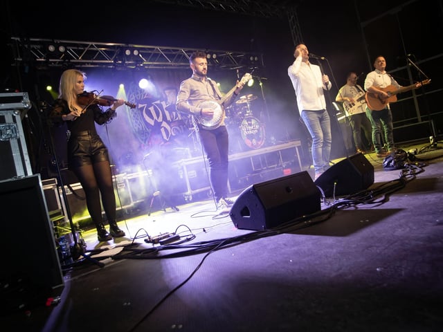 PACKED HOUSE!. . . .The Whistlin Donkeys performing on Thursday night at the Feile 24's big music event at the Gasyard Park. (Photos: Jim McCafferty Photography)