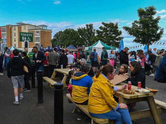 People enjoy street food at the Foyle Maritime Festival. .  Photo: George Sweeney