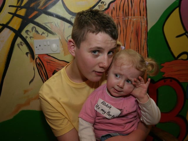 Abbie pictured with her uncle David at Bananas 0005/JML : Parties and celebrations January 2006: Abbie Simpson.