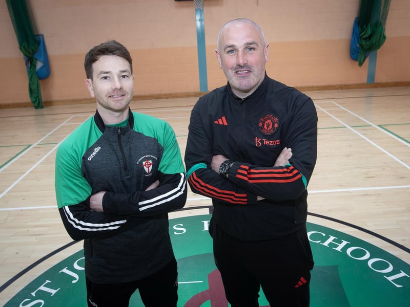 St. Joseph's Boys School Under 16 coaches, Paul Quigley and Stephen Parkhouse.