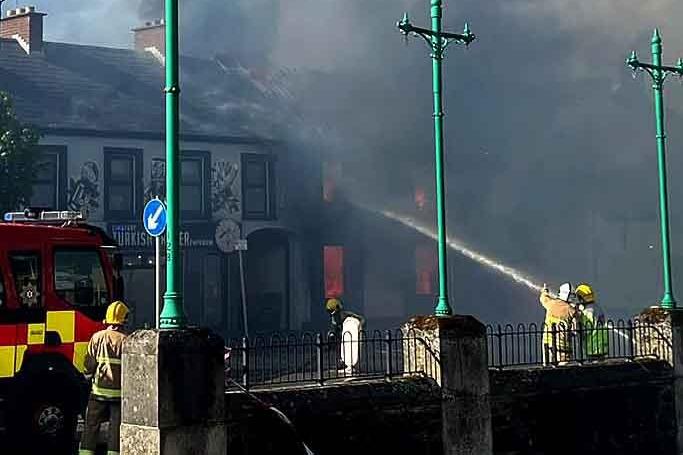 Firefighters battle a major blaze in Limavady Town Centre. Picture Chris Arthur/McAuley Multimedia