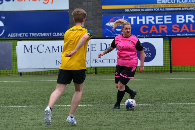 Teams play during the annual Football v Homophobia tournament in the Ryan McBride Brandywell Stadium. Photo: George Sweeney. DER2333GS – 79