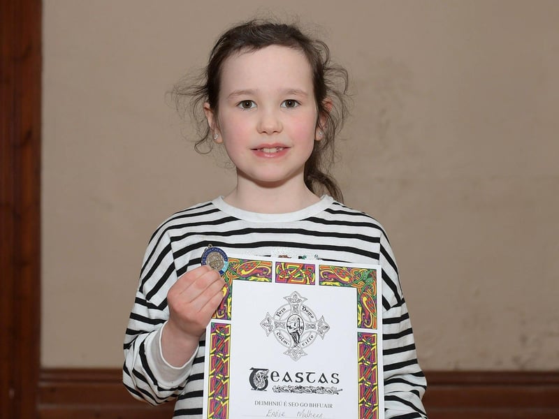 Eadie Mulhern was placed 2nd in P6-7 Studied Prose at the Feis Dhoire Cholmcille on Thursday at St Columb’s Hall. Photo: George Sweeney.