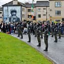 The Saoradh National Easter Commemoration in the Bogside on Monday afternoon. Photo: George Sweeney