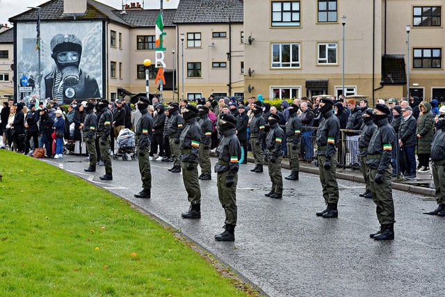 The Saoradh National Easter Commemoration in the Bogside on Monday afternoon. Photo: George Sweeney