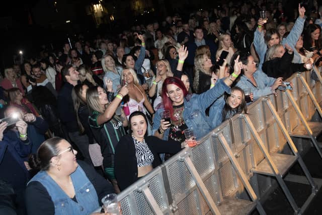 A section of the large crowd at the Feile 24's main music event - The Whistlin Donkeys on Thursday night at the Gasyard. (Photos: Jim McCafferty Photography)