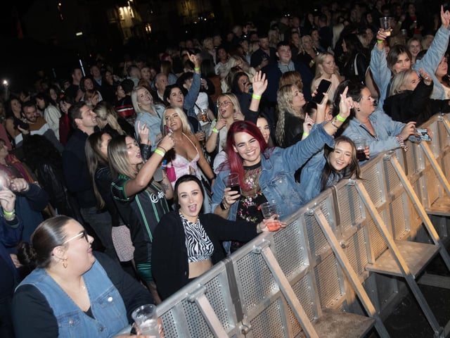 A section of the large crowd at the Feile 24's main music event - The Whistlin Donkeys on Thursday night at the Gasyard. (Photos: Jim McCafferty Photography)