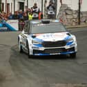 Last year's winners Callum Devine & Noel O'Sullivan power through Glenn Village (KG Rally Pics).