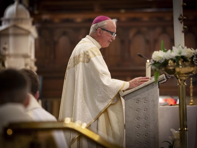 Bishop Dónal McKeown, addressing the attendance at Sunday’s Mass at the Long Tower Church.