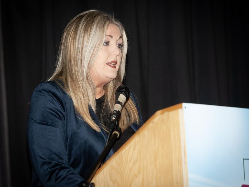 Mrs. Ciara Deane, Principal, St. Joseph's Boys School, addressing the attendance at Tuesday evening's Open Day. (Photos: Jim McCafferty Photography)