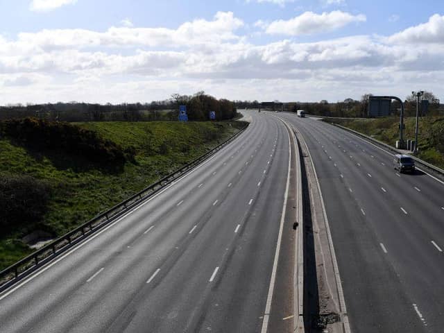 The empty M6 motorway from junction 18, near Middlewich, north west England, as life in Britain continues during the nationwide lockdown to combat the novel coronavirus pandemic (Photo: PAUL ELLIS/AFP via Getty Images)